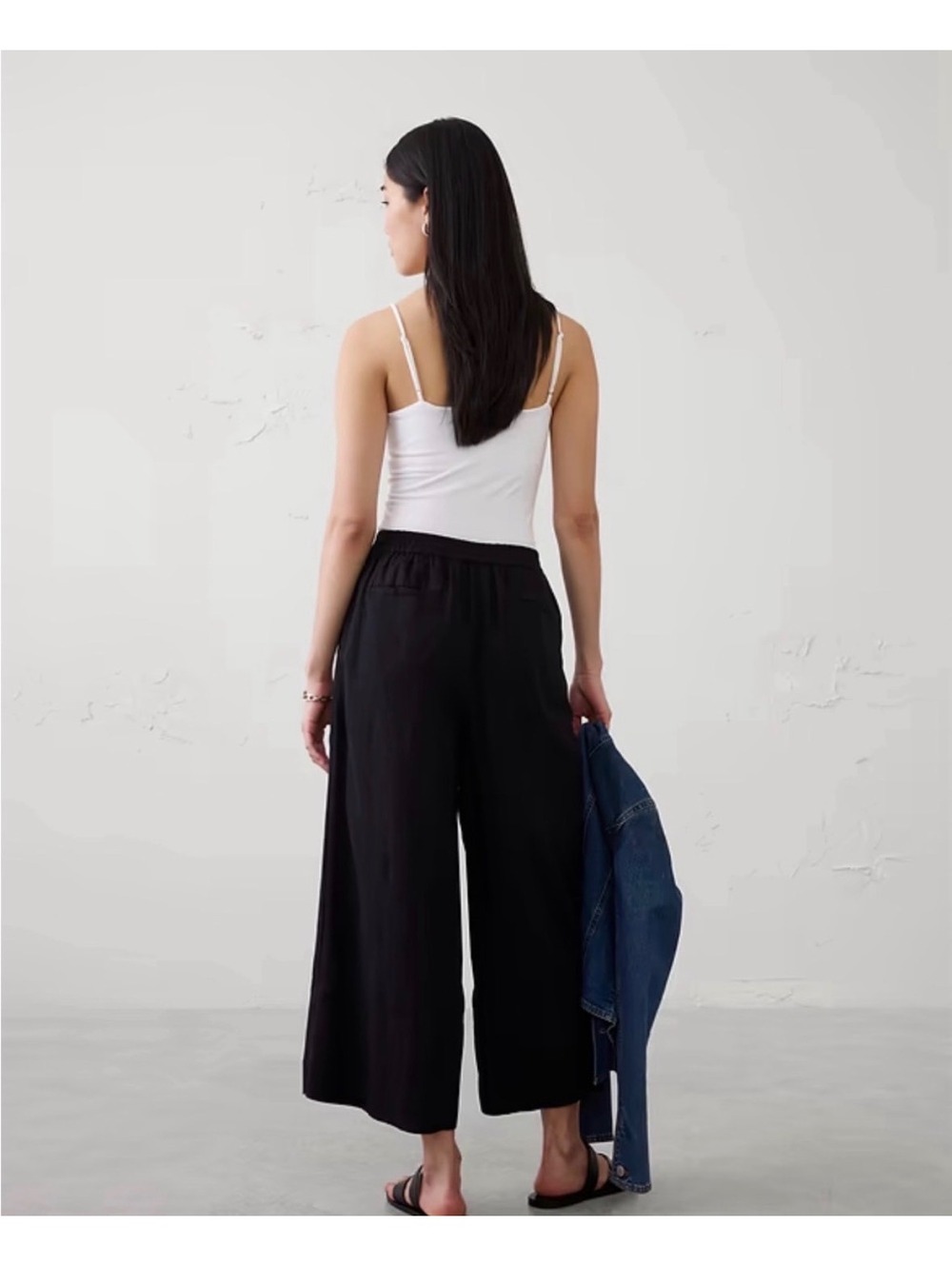Banana Republic Black Wide-Leg Cropped Pants Size 10